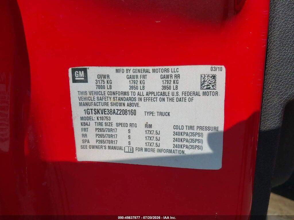 1GTSKVE38AZ208160 2010 GMC SIERRA 1500 photo no. 9