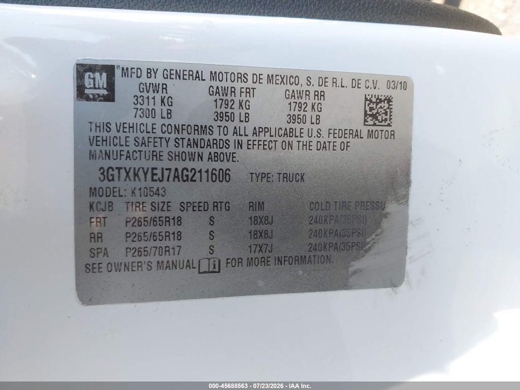 3GTXKYEJ7AG211606 2010 GMC SIERRA 1500 HYBRID photo no. 9
