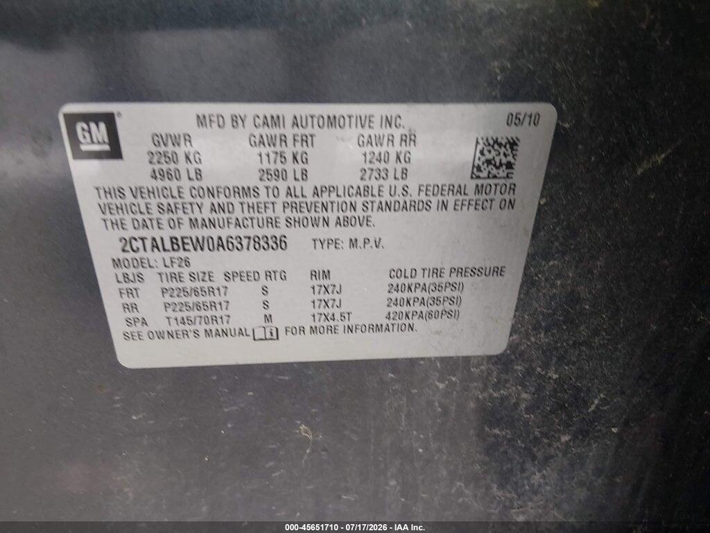 2CTALBEW0A6378336 2010 GMC TERRAIN photo no. 9