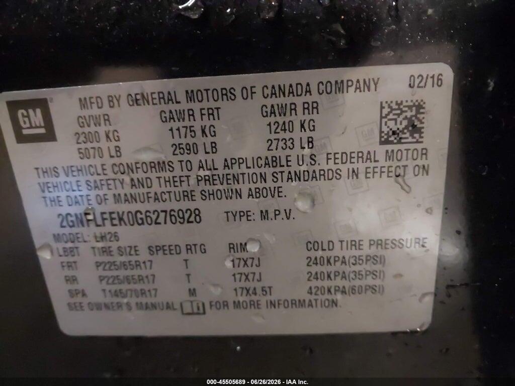 2GNFLFEK0G6276928 2016 CHEVROLET EQUINOX photo no. 9