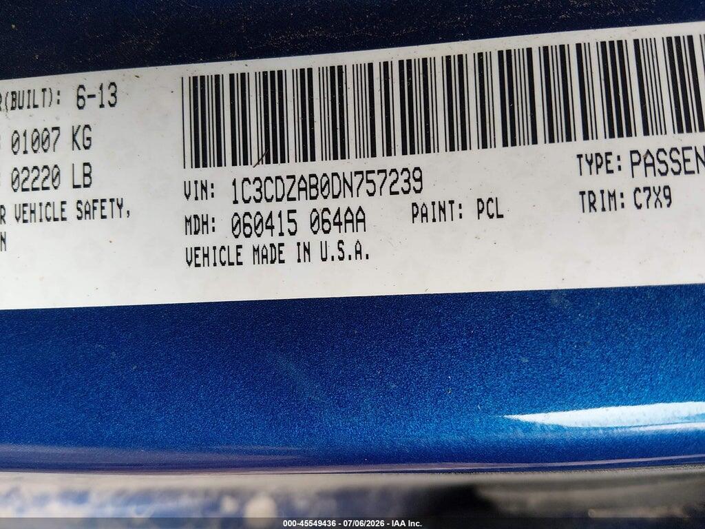1C3CDZAB0DN757239 2013 DODGE AVENGER photo no. 9