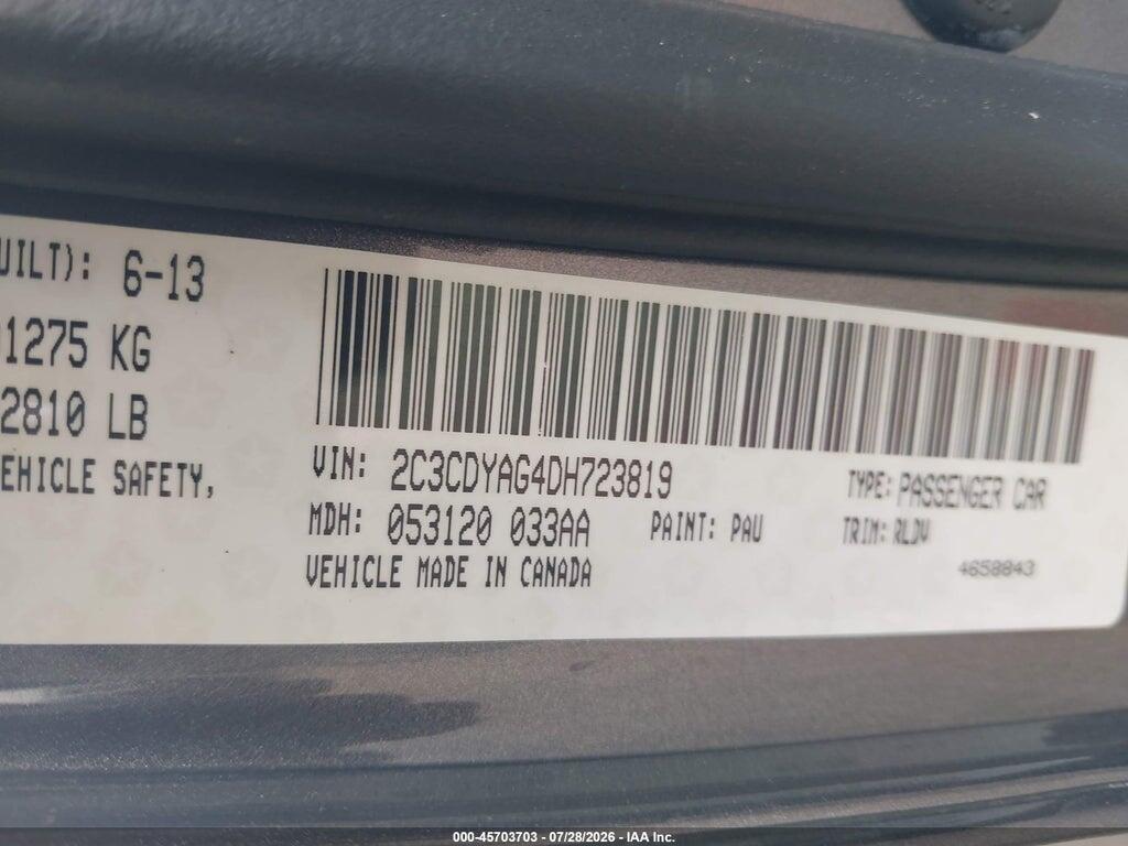 2C3CDYAG4DH723819 2013 DODGE CHALLENGER photo no. 9