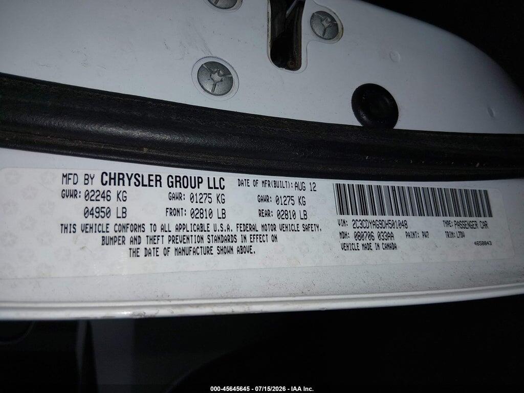 2C3CDYAG9DH501048 2013 DODGE CHALLENGER photo no. 9