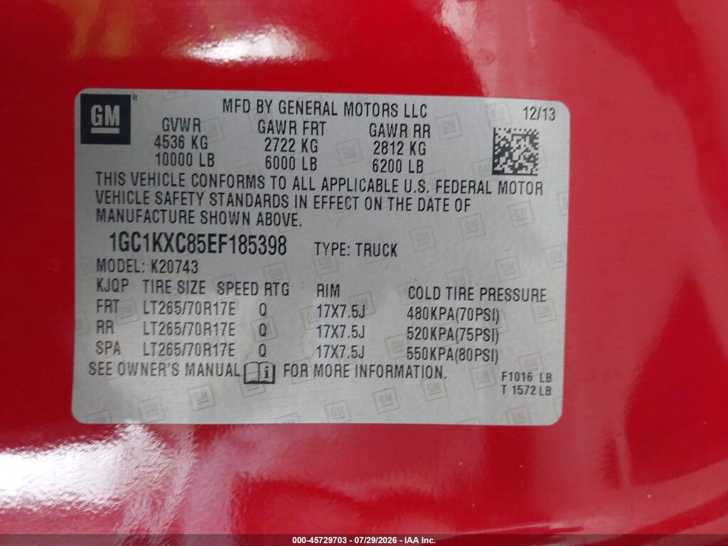 1GC1KXC85EF185398 2014 CHEVROLET SILVERADO 2500HD photo no. 9