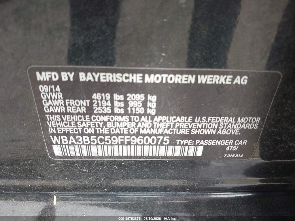 WBA3B5C59FF960075 2015 BMW 328I photo no. 9