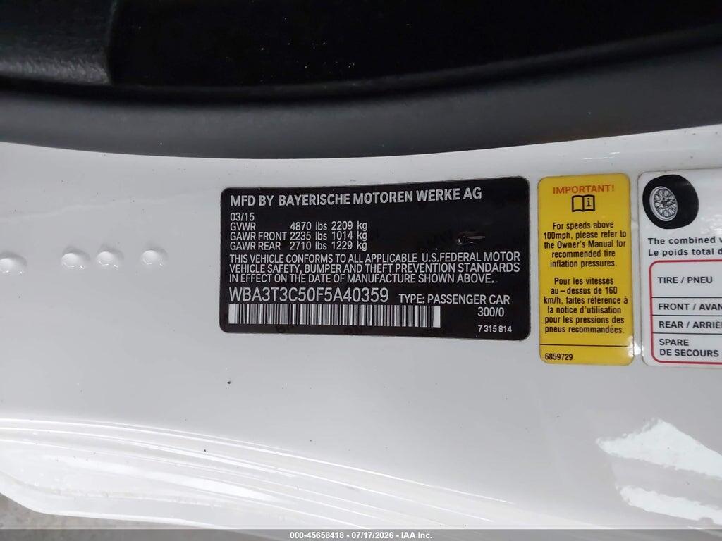 WBA3T3C50F5A40359 2015 BMW 435I photo no. 9
