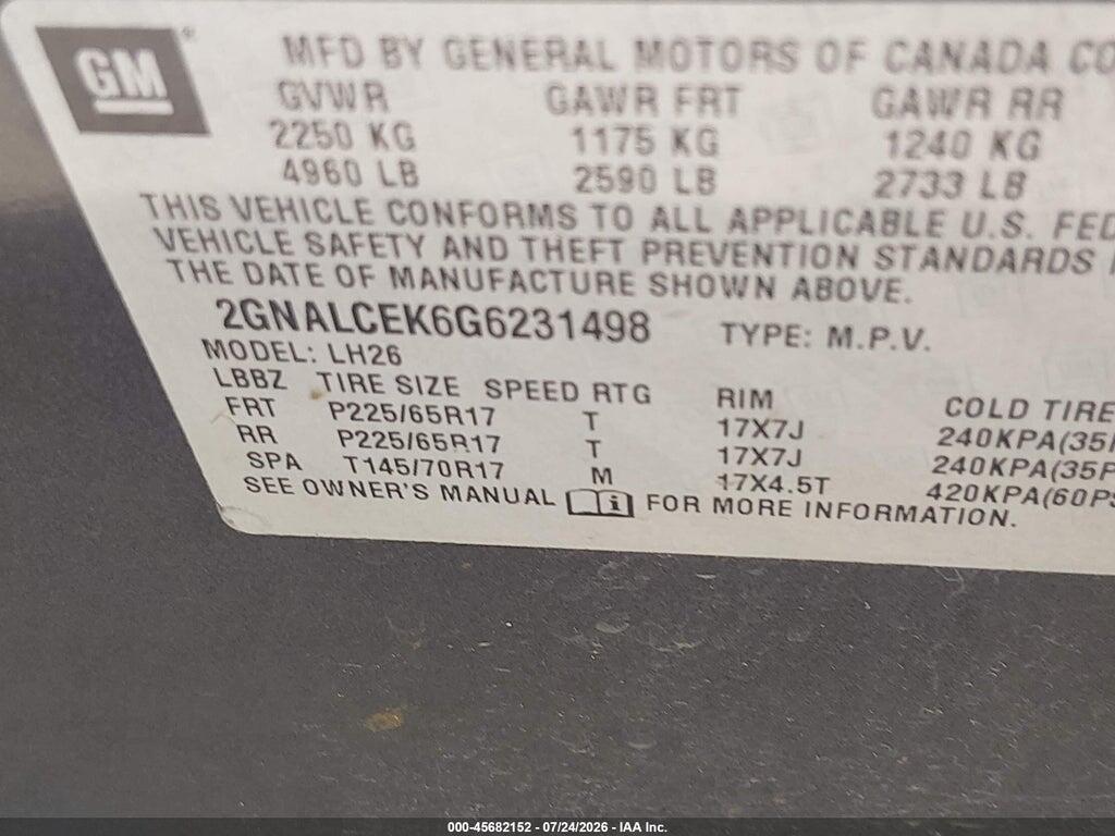 2GNALCEK6G6231498 2016 CHEVROLET EQUINOX photo no. 9