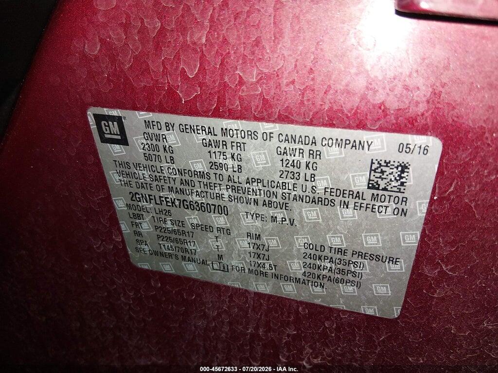 2GNFLFEK7G6360700 2016 CHEVROLET EQUINOX photo no. 9