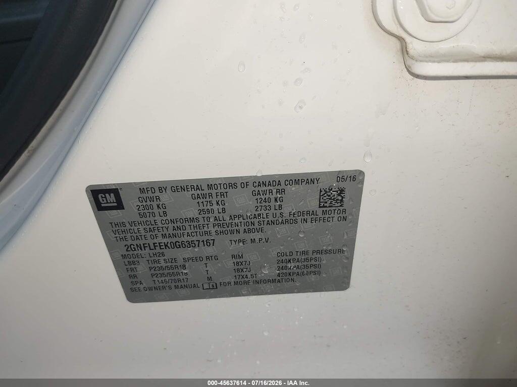 2GNFLFEK0G6357167 2016 CHEVROLET EQUINOX photo no. 9
