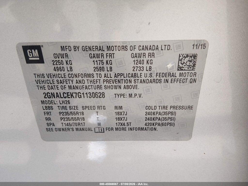 2GNALCEK7G1130628 2016 CHEVROLET EQUINOX photo no. 9