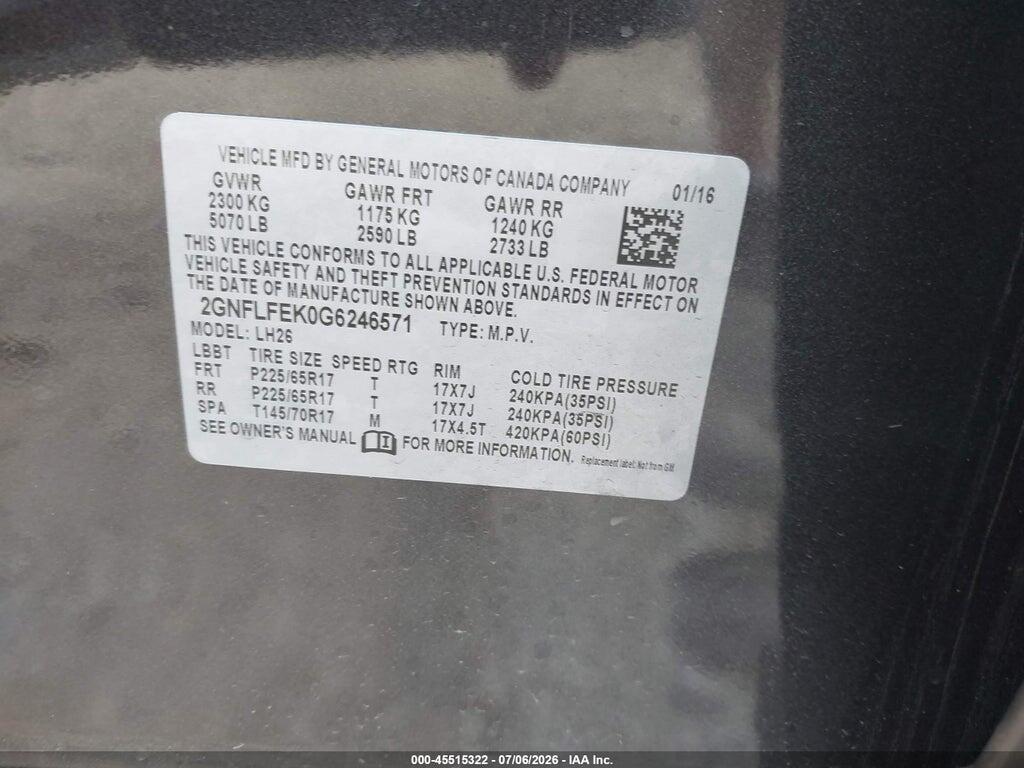2GNFLFEK0G6246571 2016 CHEVROLET EQUINOX photo no. 9