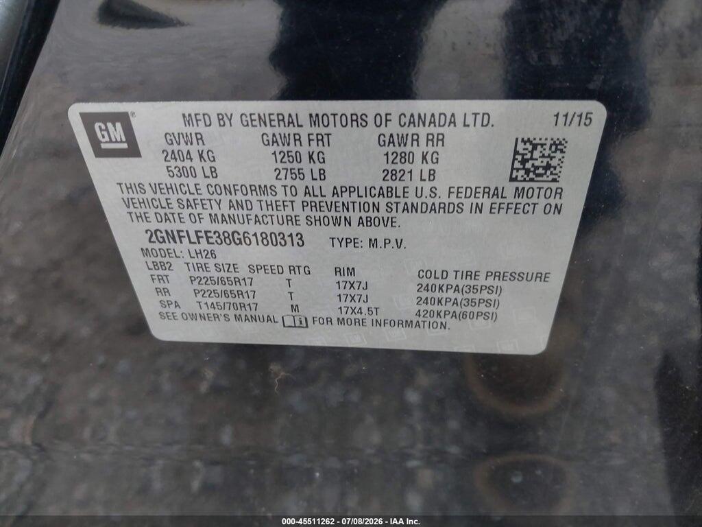 2GNFLFE38G6180313 2016 CHEVROLET EQUINOX photo no. 9