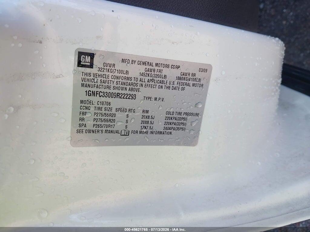 1GNFC33009R222293 2009 CHEVROLET TAHOE photo no. 9