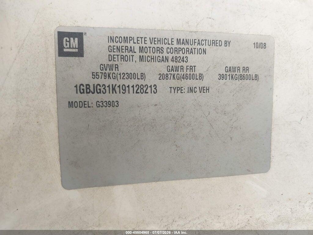 1GBJG31K191128213 2009 CHEVROLET EXPRESS CUTAWAY photo no. 8