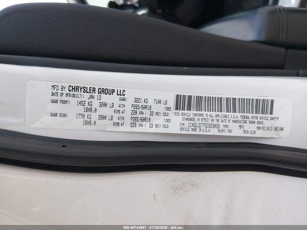 1C4SDJDT7DC659026 2013 DODGE DURANGO photo no. 9