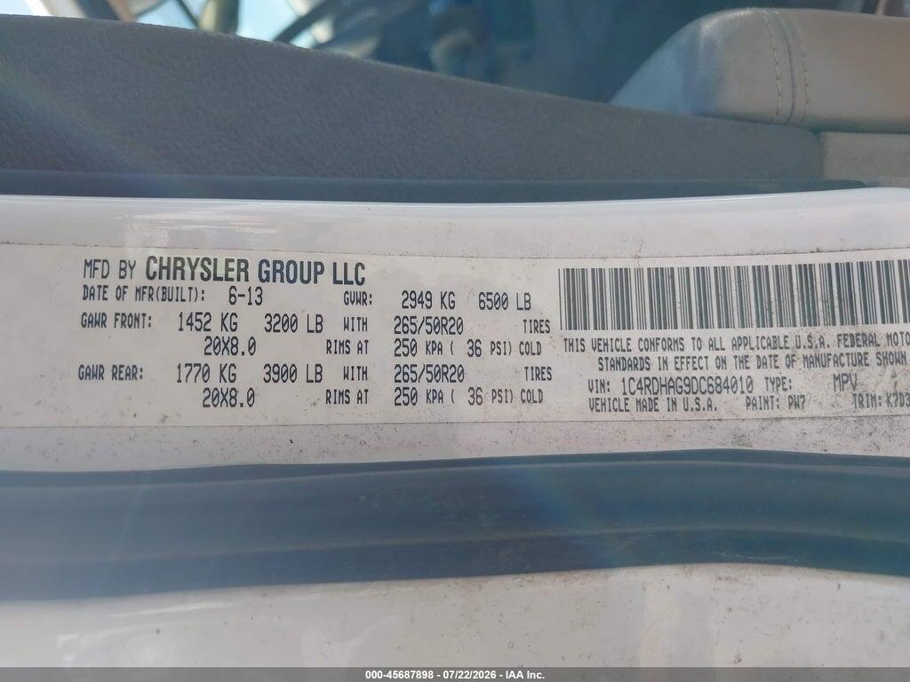 1C4RDHAG9DC684010 2013 DODGE DURANGO photo no. 9