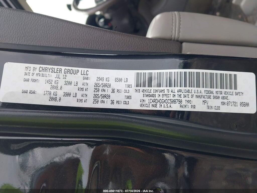 1C4RDHDGXDC508790 2013 DODGE DURANGO photo no. 9