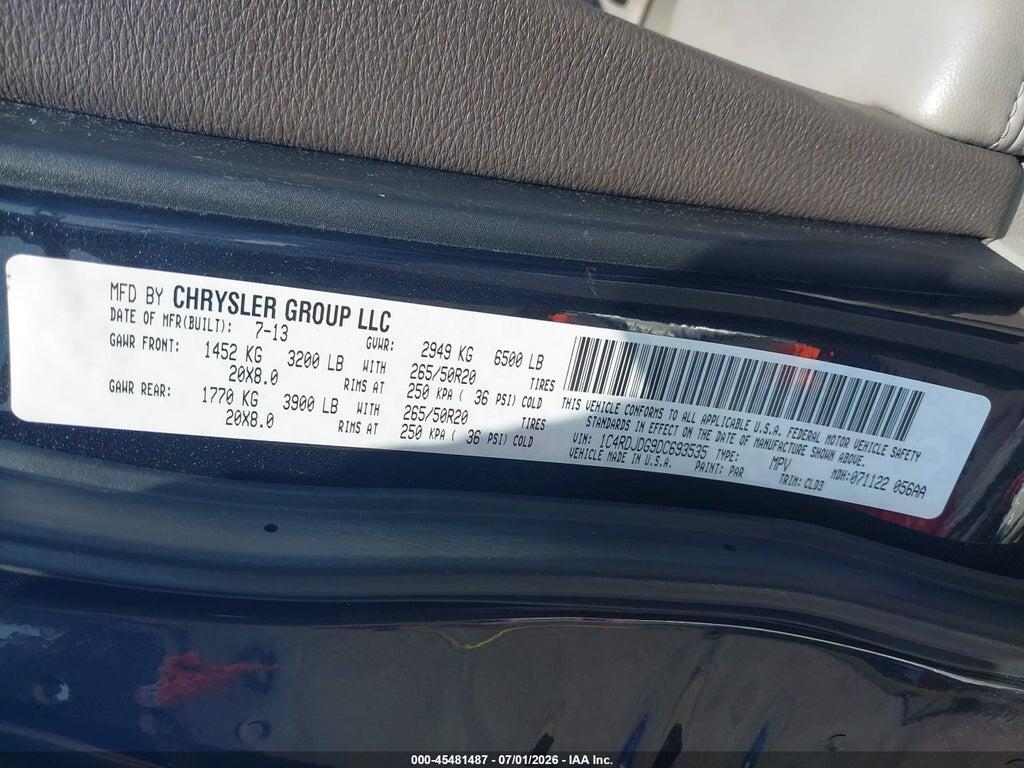 1C4RDJDG9DC693535 2013 DODGE DURANGO photo no. 9