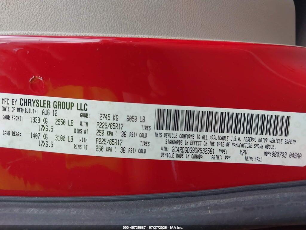 2C4RDGDG9DR532581 2013 DODGE GRAND CARAVAN photo no. 9