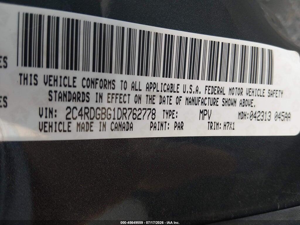 2C4RDGBG1DR762778 2013 DODGE GRAND CARAVAN photo no. 9