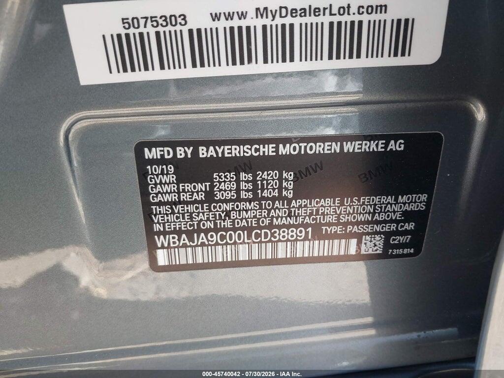 WBAJA9C00LCD38891 2020 BMW 5 SERIES photo no. 9
