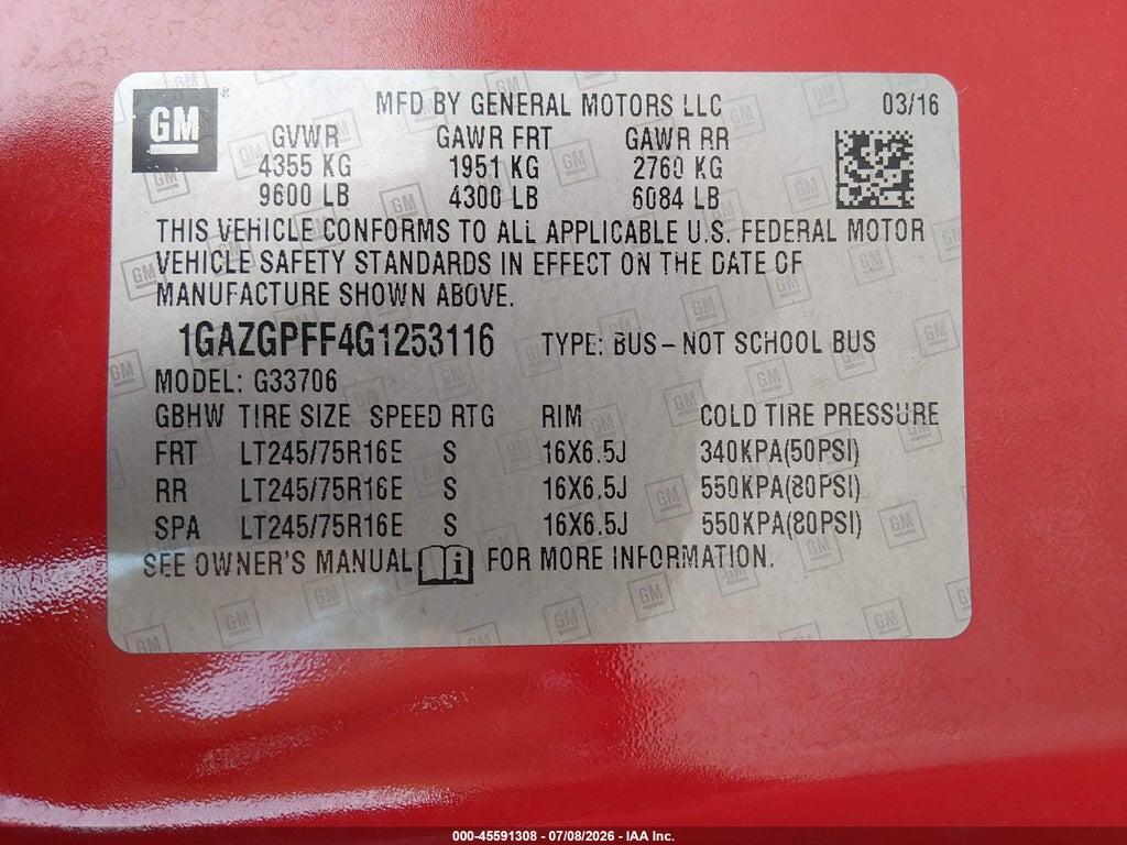 1GAZGPFF4G1253116 2016 CHEVROLET EXPRESS 3500 photo no. 9
