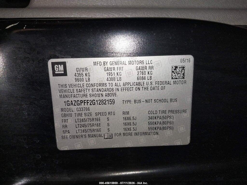1GAZGPFF2G1282159 2016 CHEVROLET EXPRESS 3500 photo no. 9