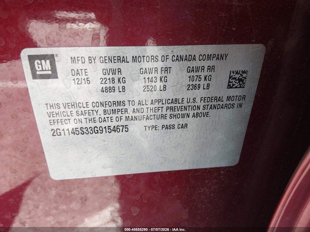2G1145S33G9154675 2016 CHEVROLET IMPALA photo no. 9