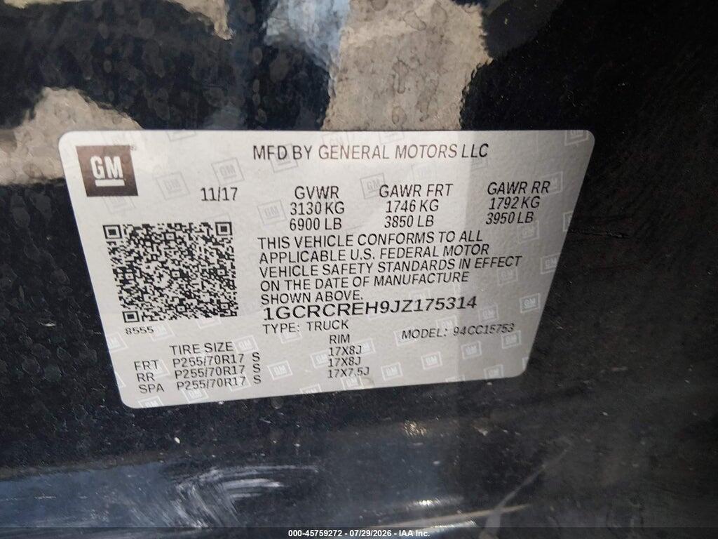 1GCRCREH9JZ175314 2018 CHEVROLET SILVERADO 1500 photo no. 9
