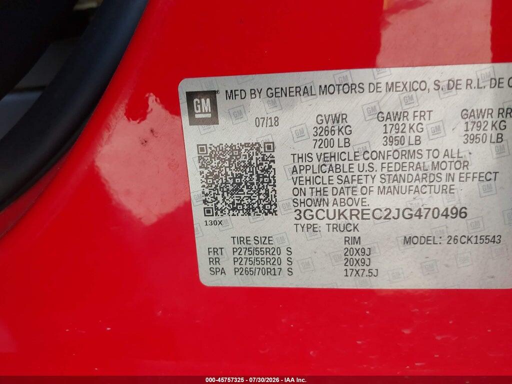 3GCUKREC2JG470496 2018 CHEVROLET SILVERADO 1500 photo no. 9