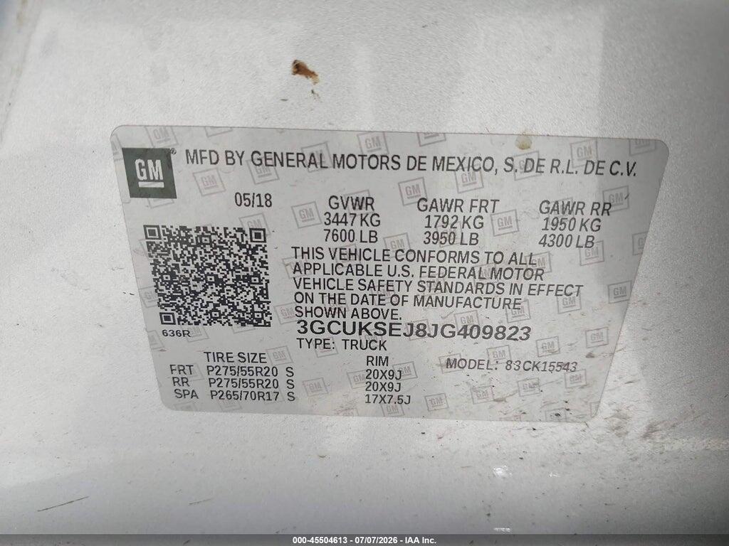 3GCUKSEJ8JG409823 2018 CHEVROLET SILVERADO 1500 photo no. 9