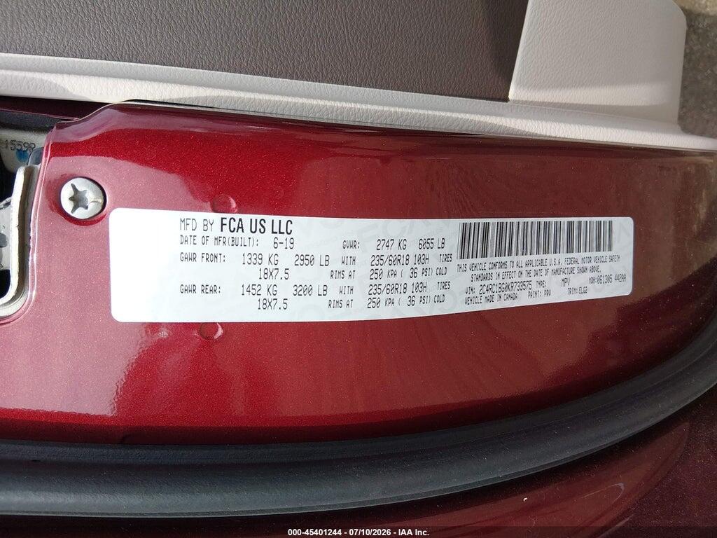 2C4RC1BG0KR733575 2019 CHRYSLER PACIFICA photo no. 9