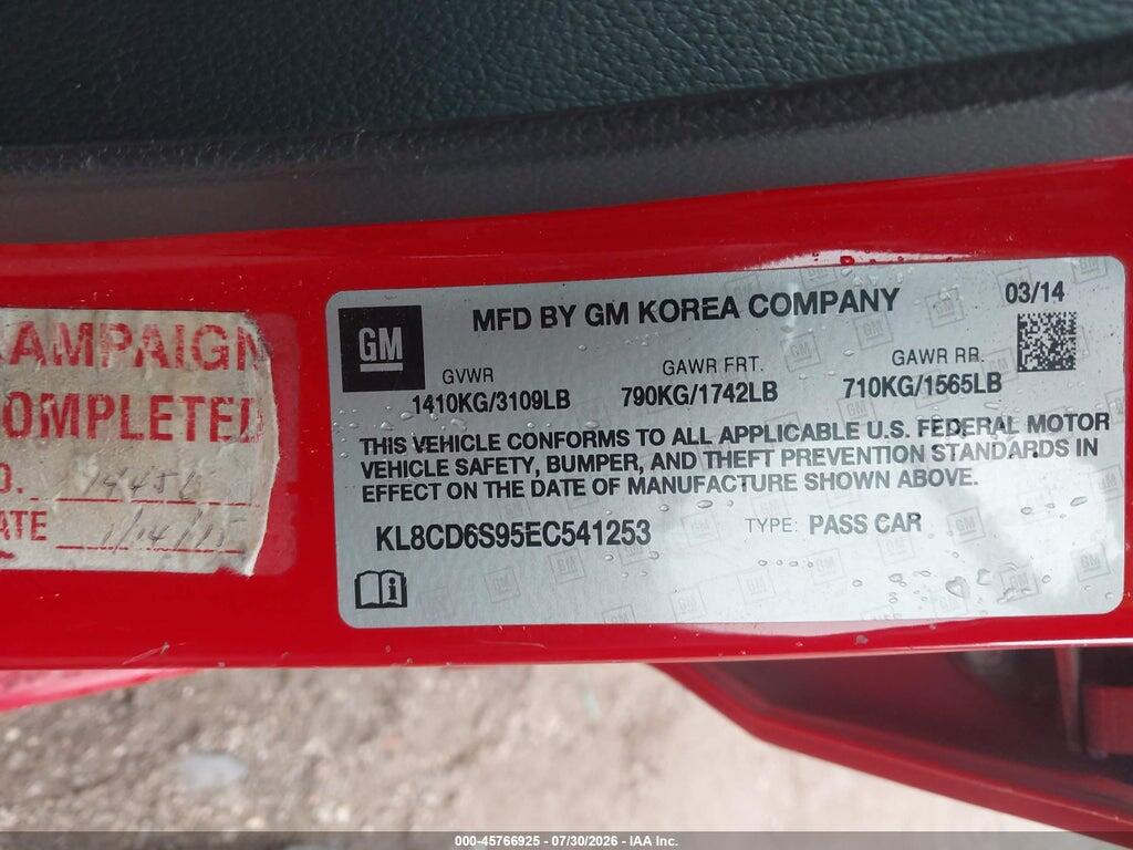 KL8CD6S95EC541253 2014 CHEVROLET SPARK photo no. 9