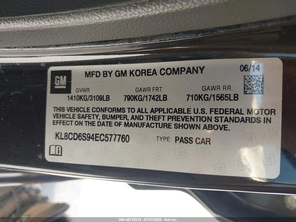 KL8CD6S94EC577760 2014 CHEVROLET SPARK photo no. 9