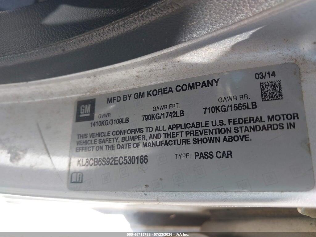 KL8CB6S92EC530166 2014 CHEVROLET SPARK photo no. 9