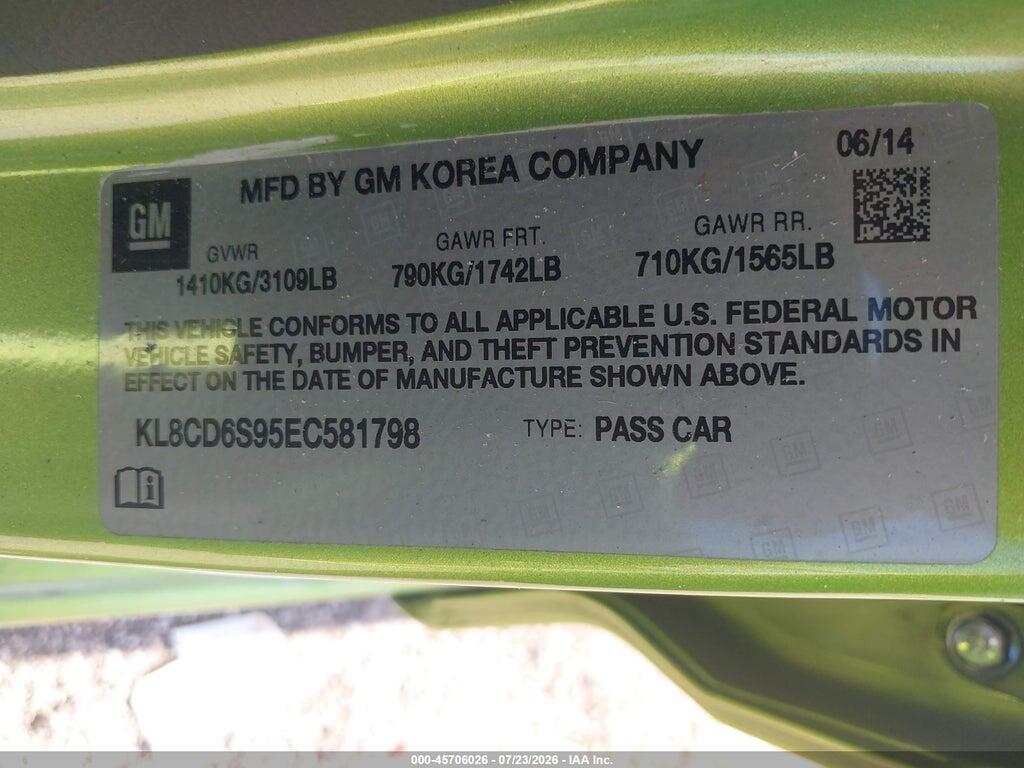 KL8CD6S95EC581798 2014 CHEVROLET SPARK photo no. 9