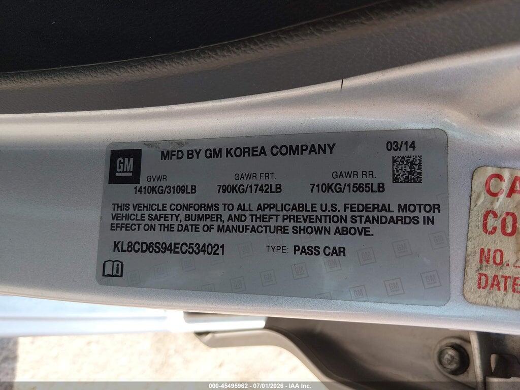 KL8CD6S94EC534021 2014 CHEVROLET SPARK photo no. 9