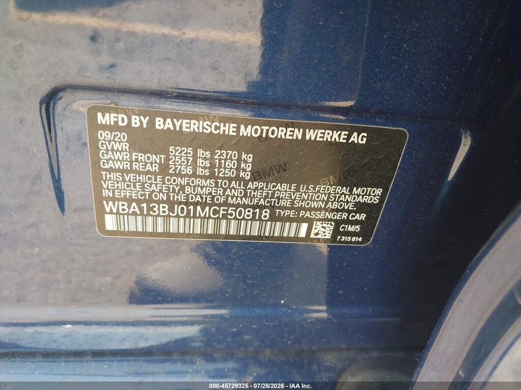 WBA13BJ01MCF50818 2021 BMW 530I photo no. 9