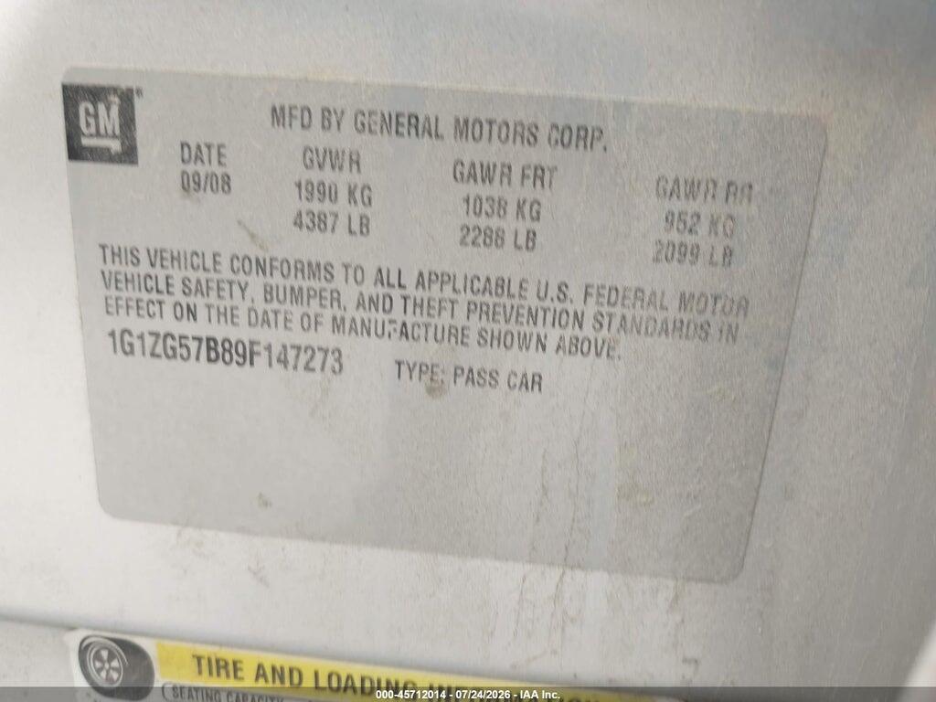 1G1ZG57B89F147273 2009 CHEVROLET MALIBU photo no. 9