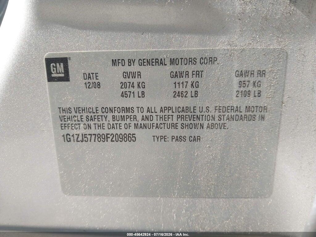 1G1ZJ57789F209865 2009 CHEVROLET MALIBU photo no. 9