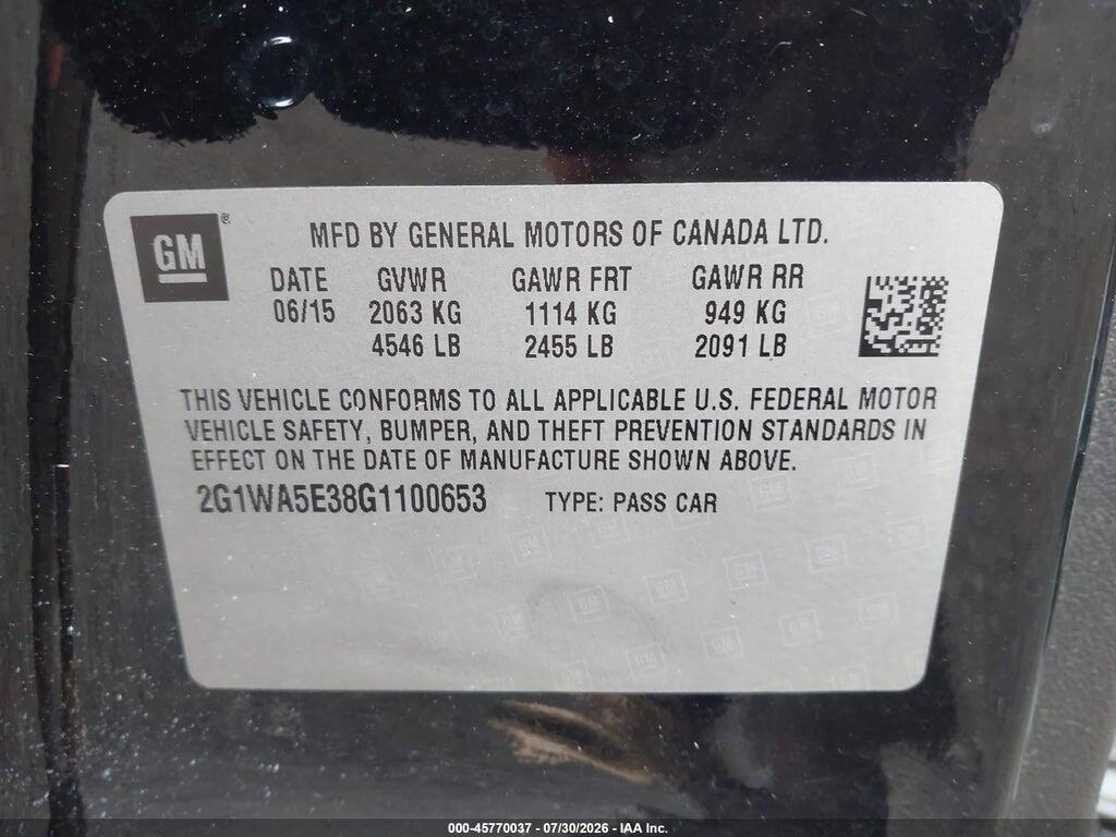 2G1WA5E38G1100653 2016 CHEVROLET IMPALA LIMITED photo no. 9