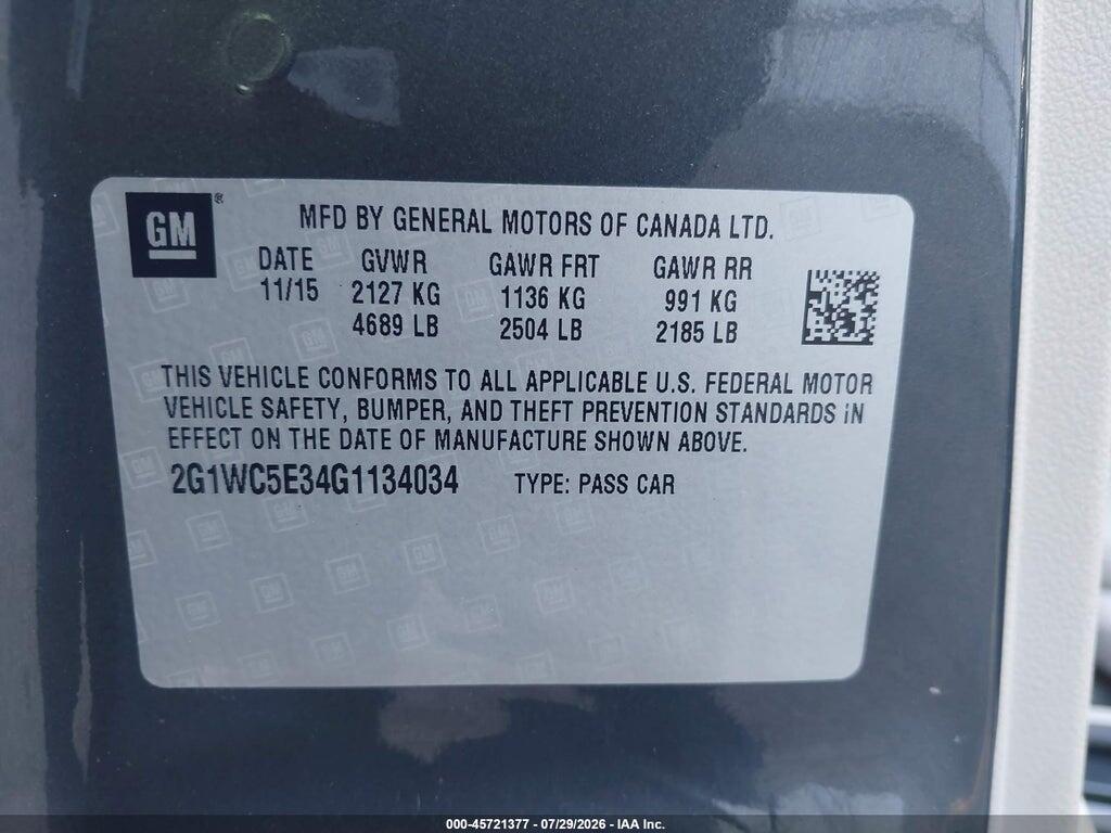 2G1WC5E34G1134034 2016 CHEVROLET IMPALA LIMITED photo no. 9