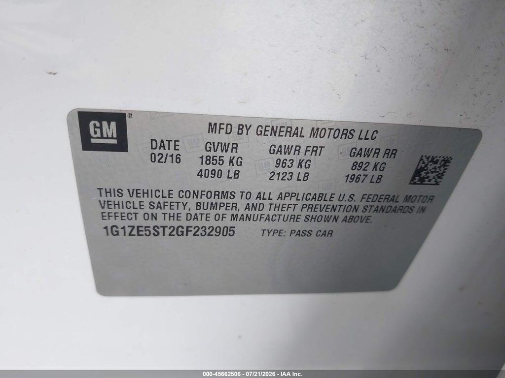 1G1ZE5ST2GF232905 2016 CHEVROLET MALIBU photo no. 9