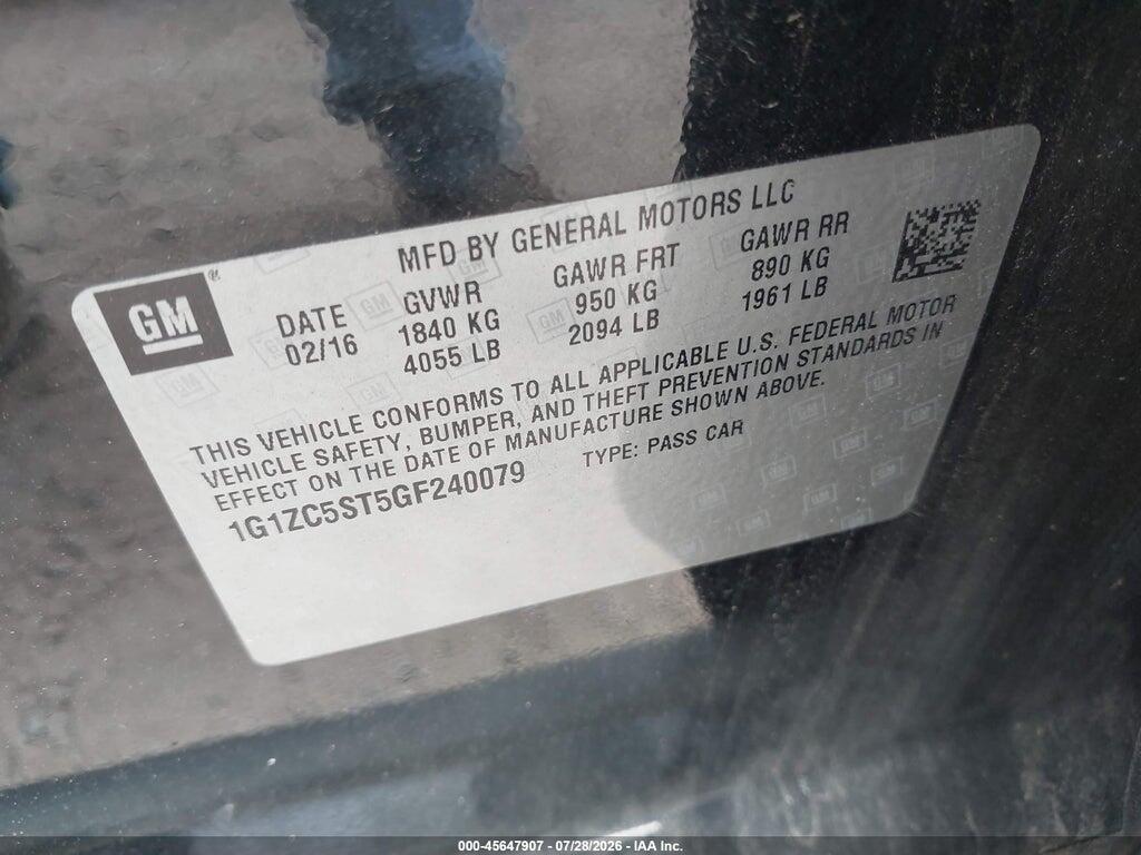 1G1ZC5ST5GF240079 2016 CHEVROLET MALIBU photo no. 9
