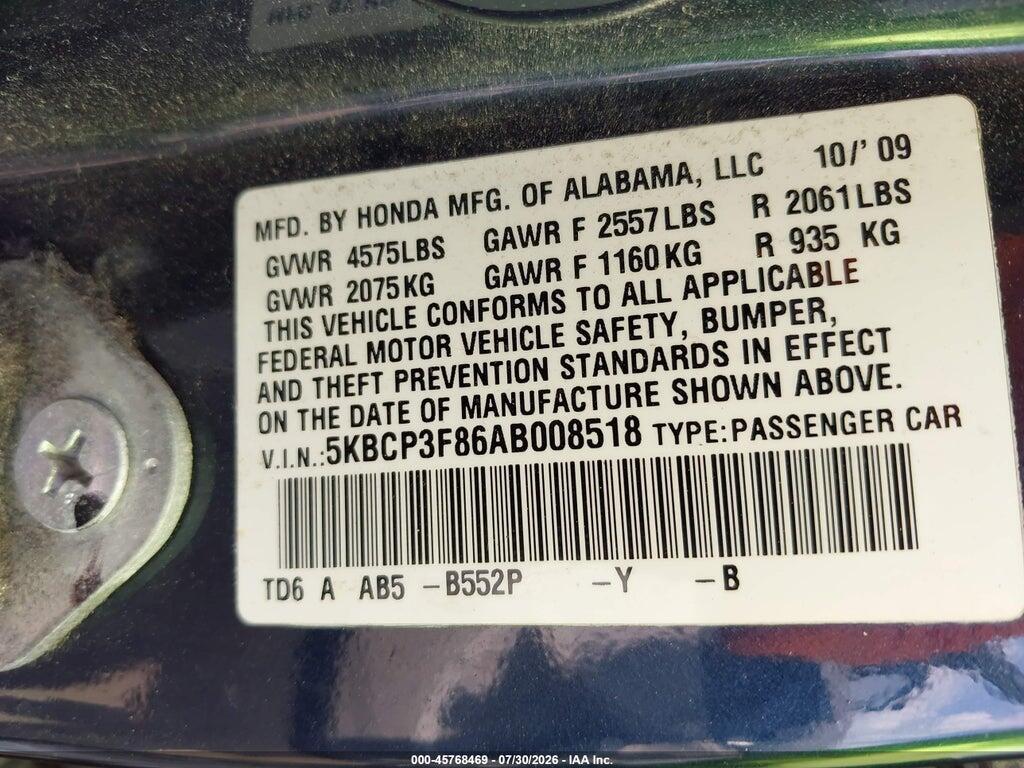 5KBCP3F86AB008518 2010 HONDA ACCORD photo no. 9