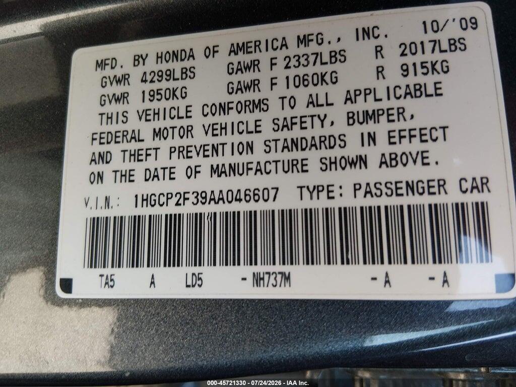 1HGCP2F39AA046607 2010 HONDA ACCORD photo no. 9