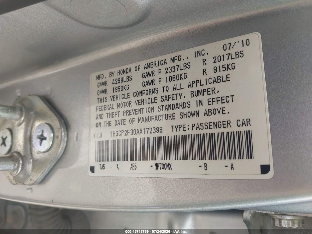 1HGCP2F30AA172399 2010 HONDA ACCORD photo no. 9