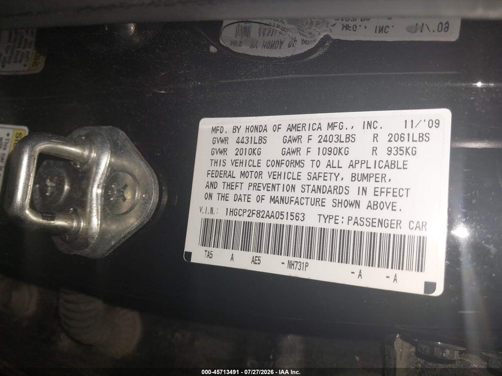 1HGCP2F82AA051563 2010 HONDA ACCORD photo no. 9