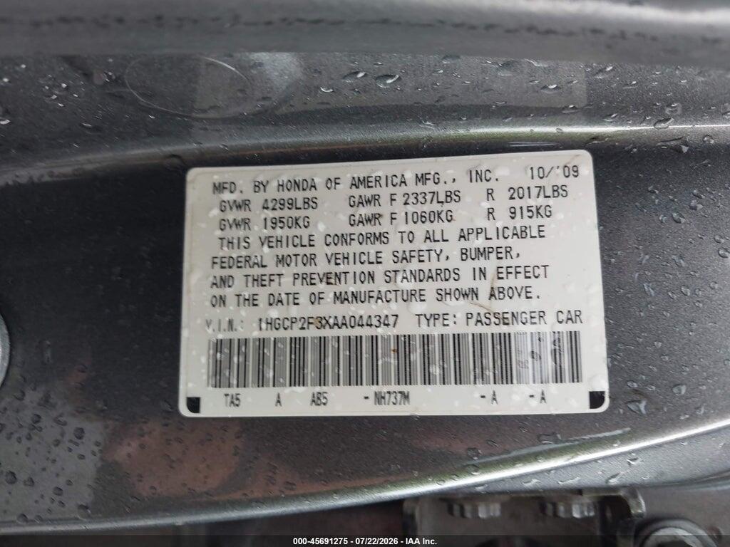 1HGCP2F3XAA044347 2010 HONDA ACCORD photo no. 9