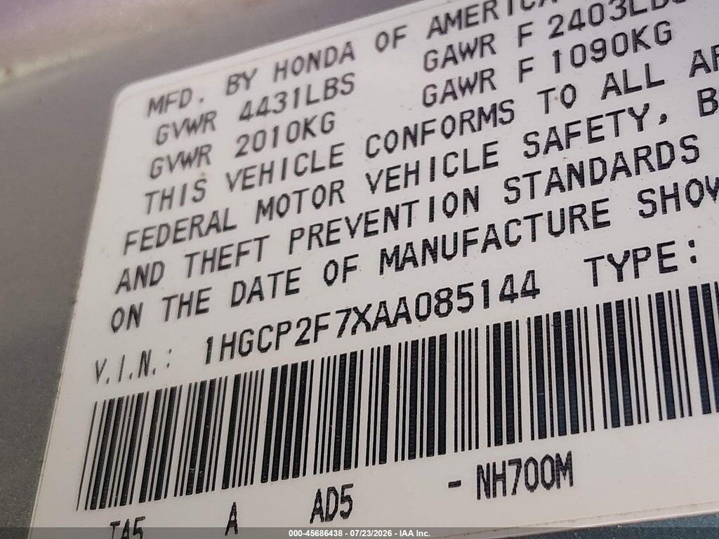 1HGCP2F7XAA085144 2010 HONDA ACCORD photo no. 9
